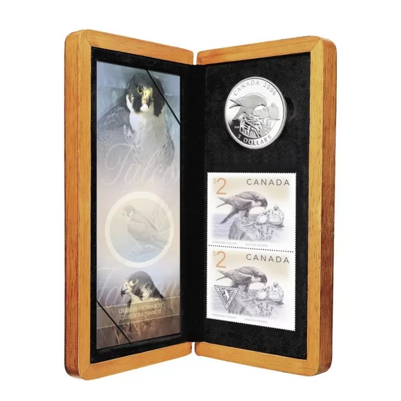 2006 Canadian $5 Peregrine Falcon & Nestlings Fine Silver Coin